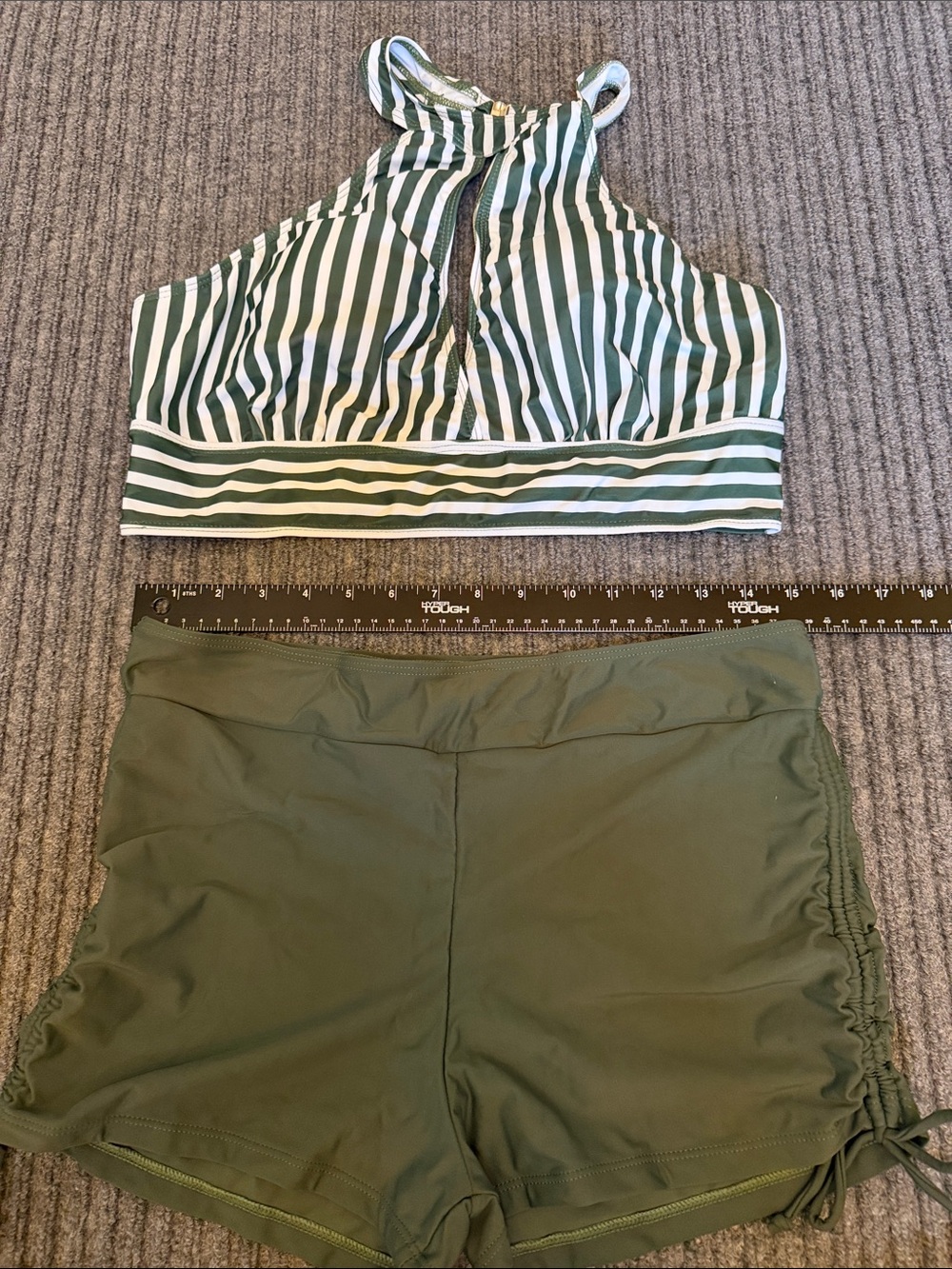 Women's High Waisted Striped Bikini Sets Two Piece Tank Top  Large green stripes